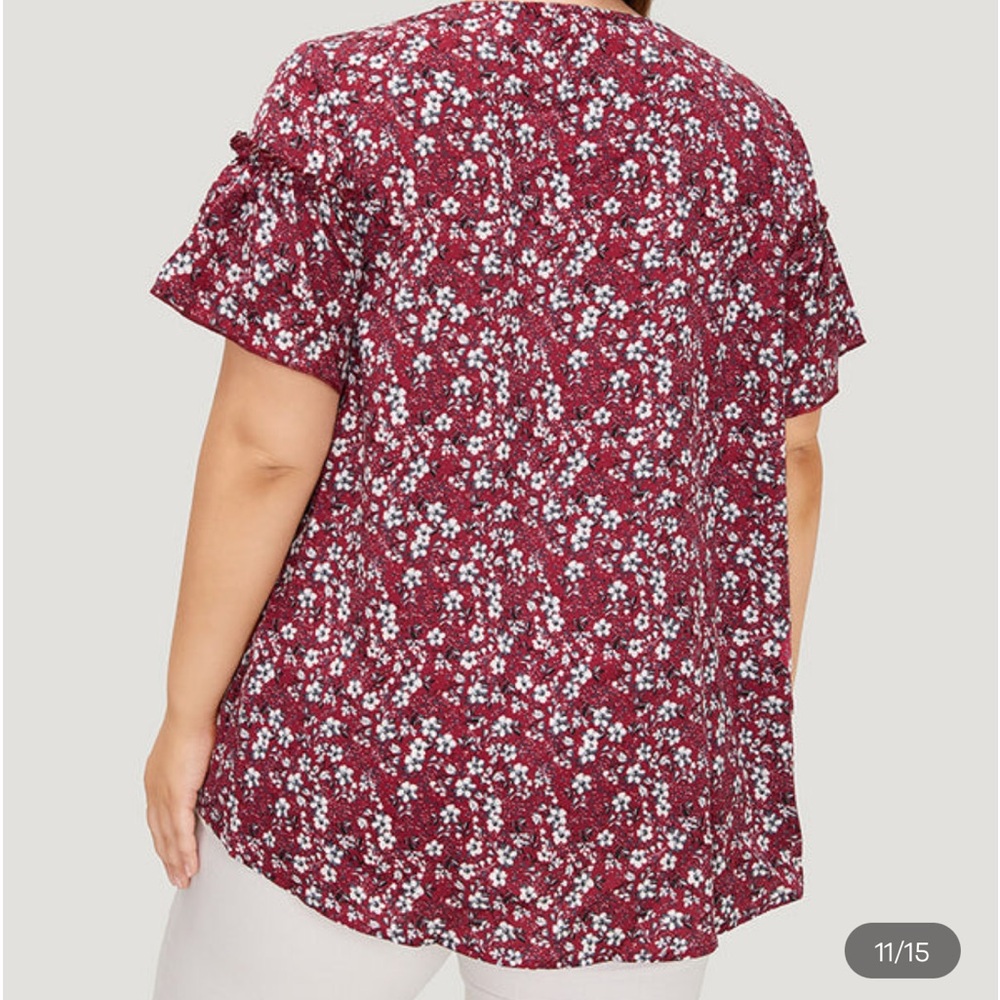 NWT-Cranberry & Floral Top. Gorgeous Colors! Lightweight! - Picture 7 of 10
